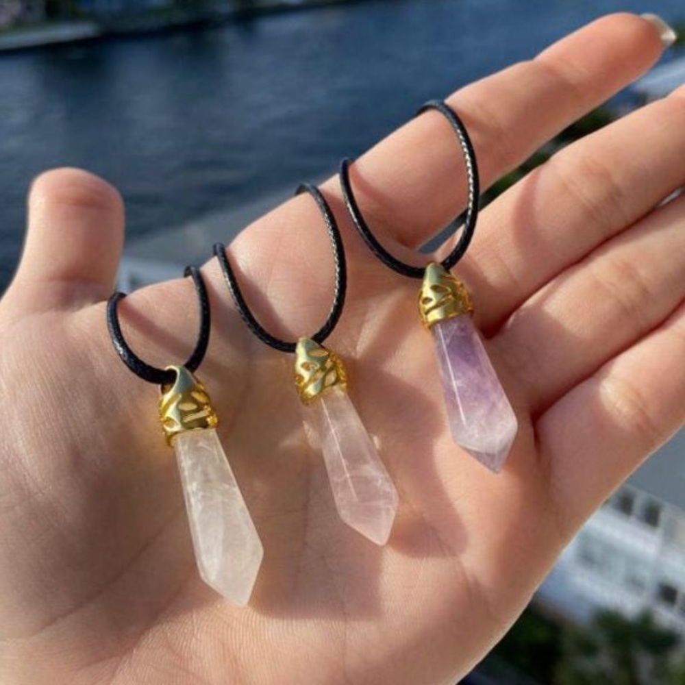 3 x30Clear Quartz, Rose Quartz & Amethyst PENDANTS